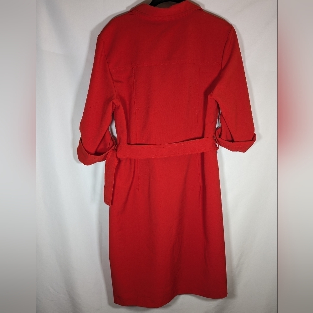 Sharagano Casual Red Belted Front Zip Dress Size 12 - Picture 3 of 10